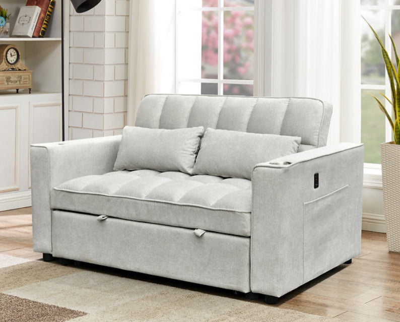1.44m light grey sleeper sofabed