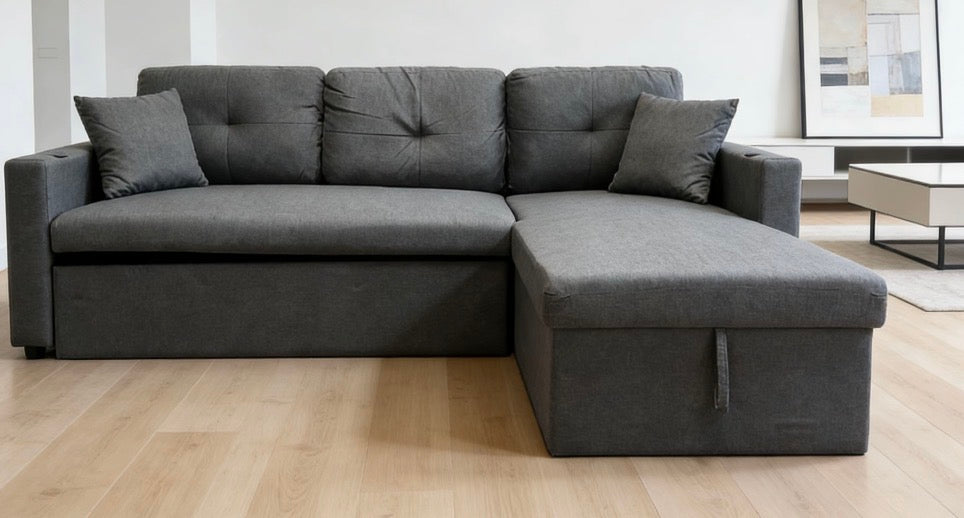 2.2m轻奢灰色L型沙发床(包安装配送)