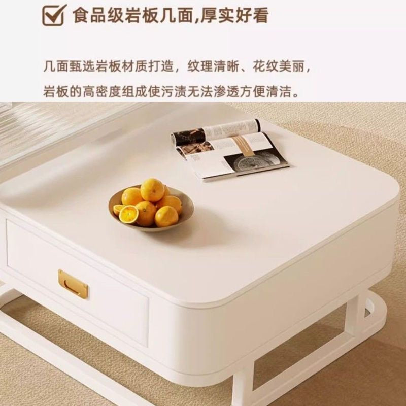 奶油方形岩板字母茶几coffee table