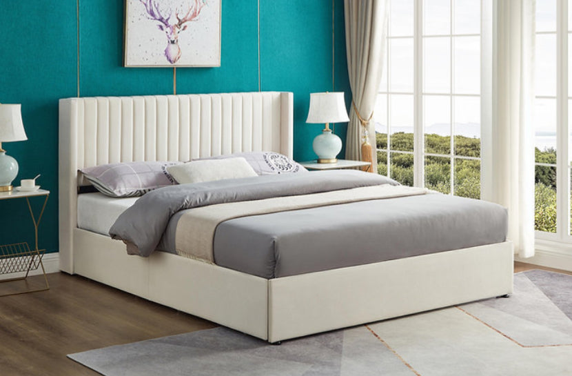 cream velvet storage bed frame