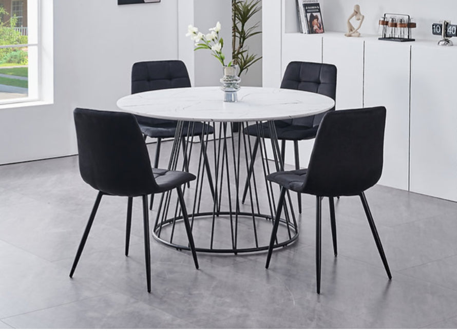 5ps White Marble Veneer Top with chairs