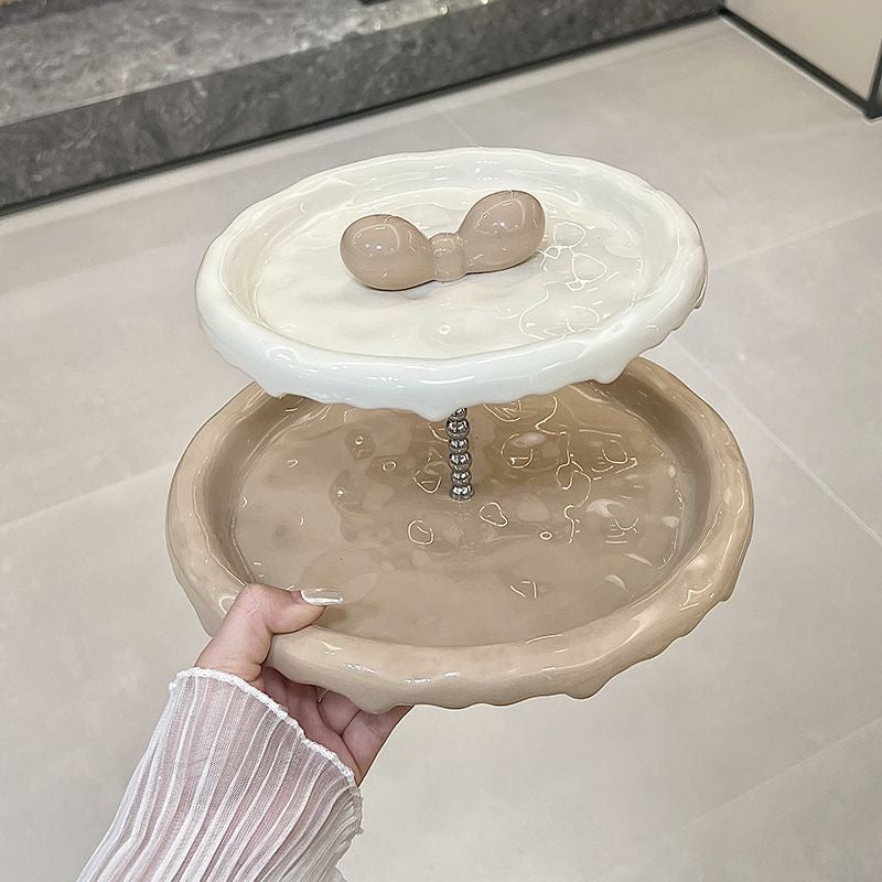 网红奶油三层水果点心收纳盘