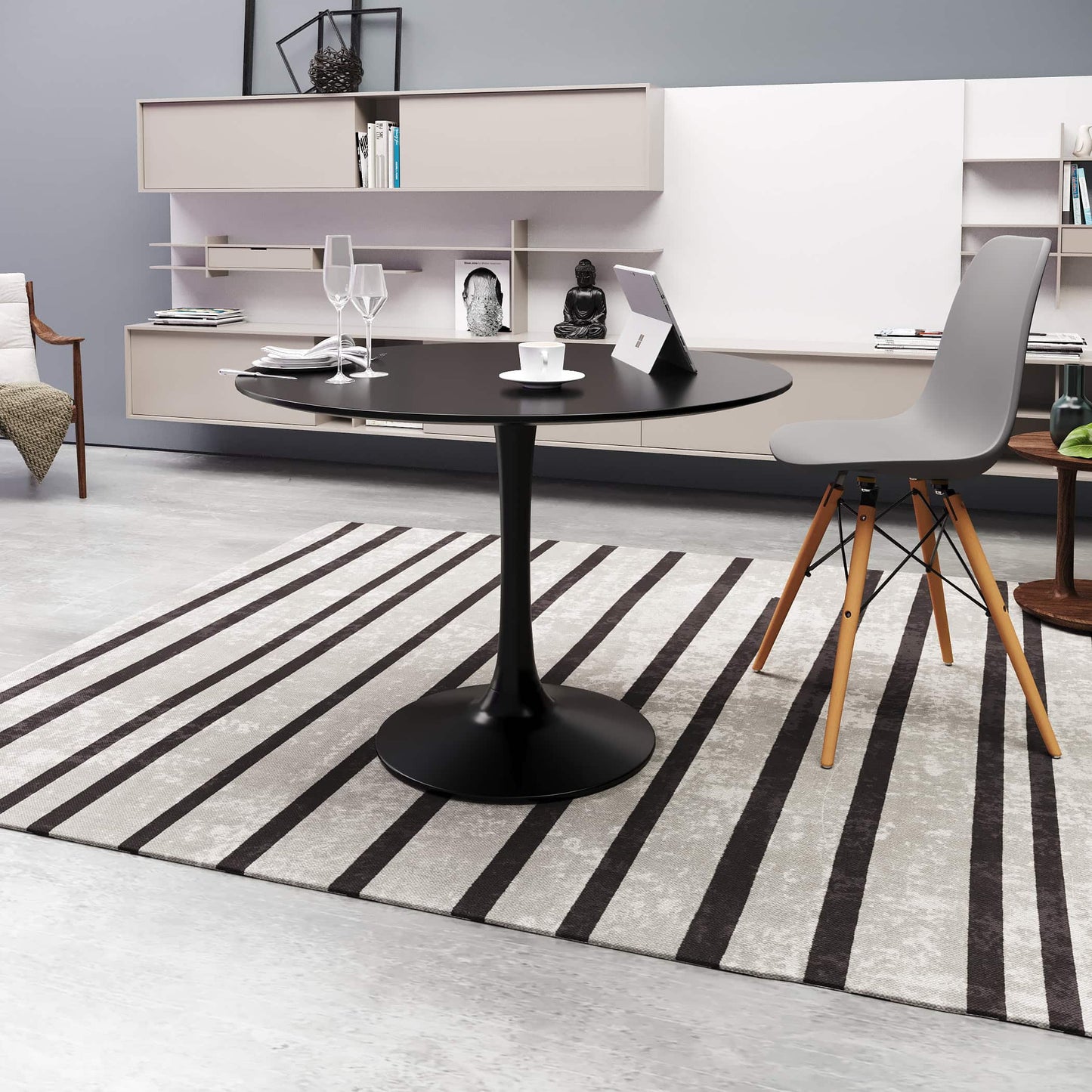 40 Inch Tulip Mid Century Modern Dining Table - Black