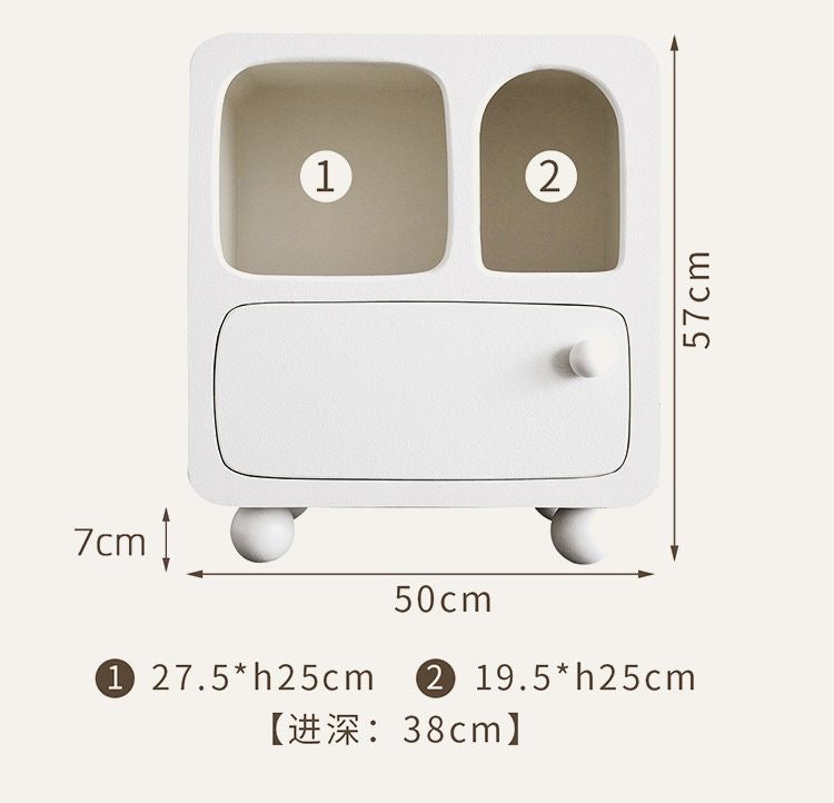 50cm奶油白洞穴床头柜