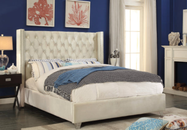 cream velvet bed frame