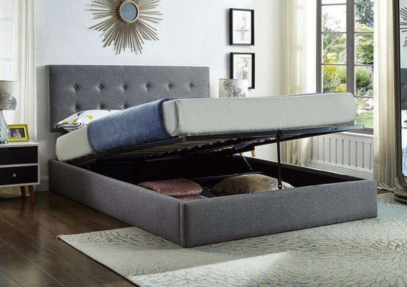 Grey Fabric Storage Bed