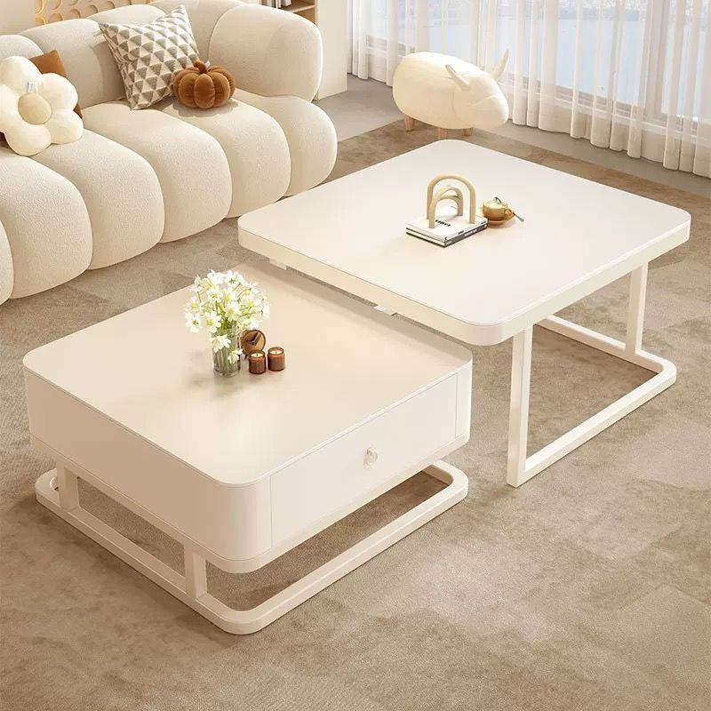 奶油方形岩板字母茶几coffee table