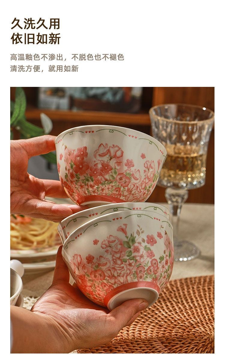 38pcs 田园小碎花碗碟套装