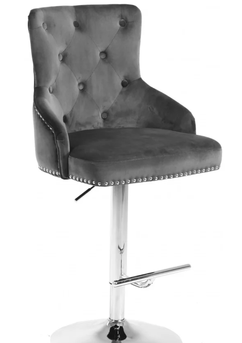 轻奢天鹅绒吧台椅Grey velvet Bar Stool