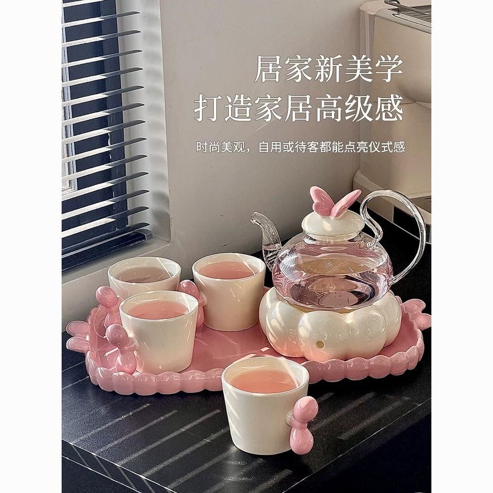 陶瓷奶油花茶壶下午茶礼盒（送蜡烛）