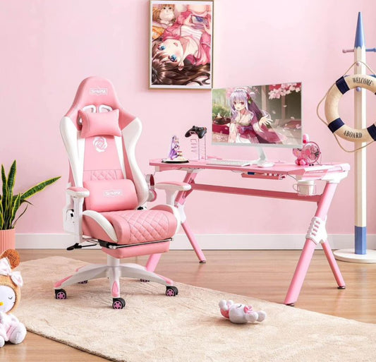 粉色智能无线充电电竞桌