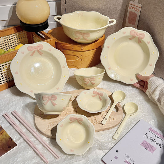 11件套浮雕蝴蝶结餐具套餐