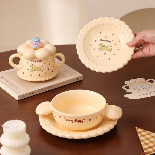 奶油黄色多功能蛋糕餐具茶具