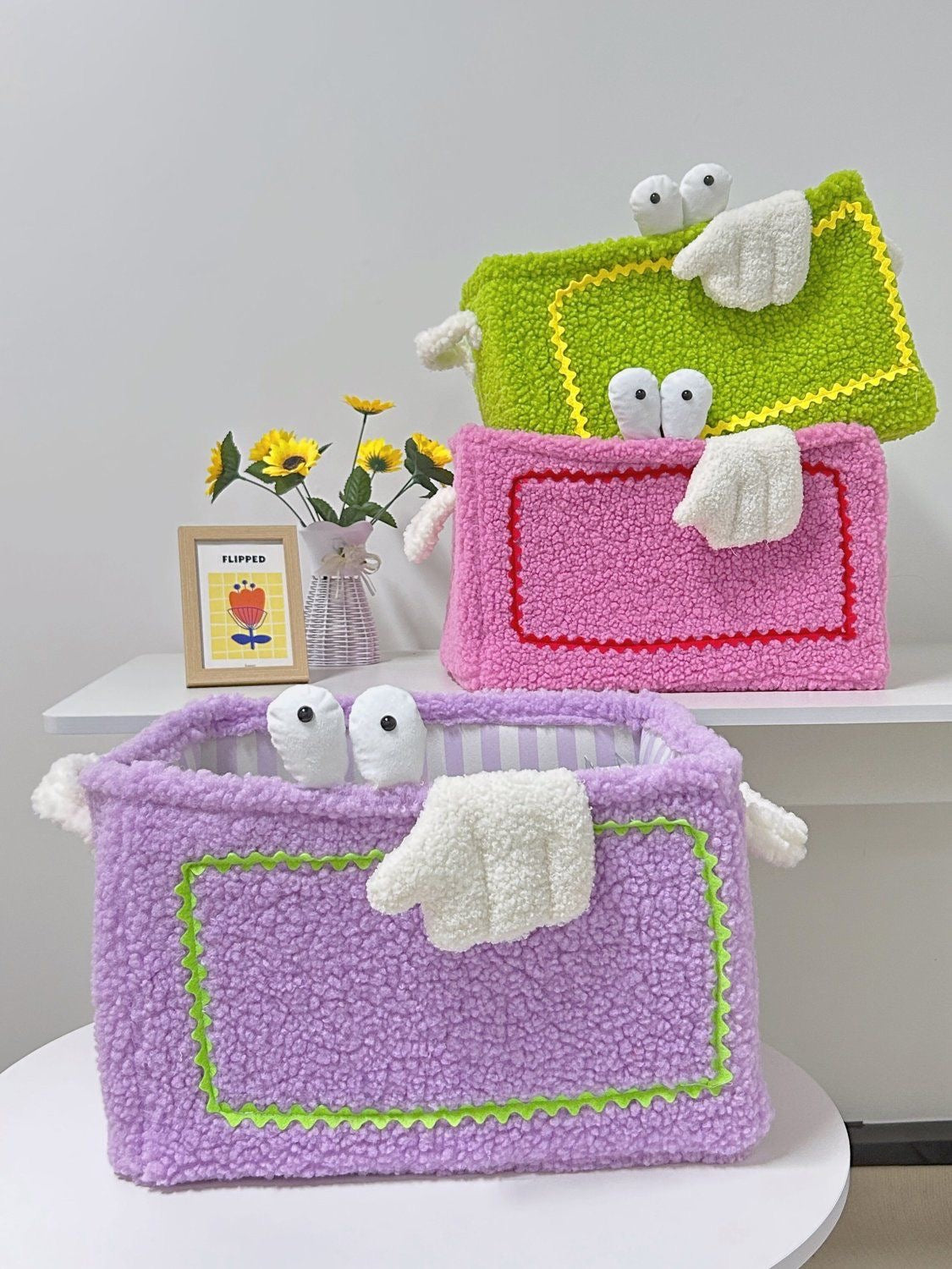 30*25*20cm小号小怪兽毛绒收纳框