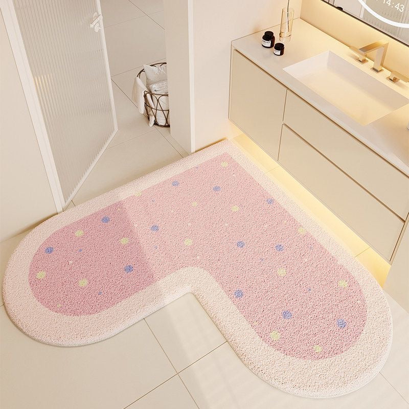 70*70cm粉色爱心浴室仿羊绒转角地毯rug