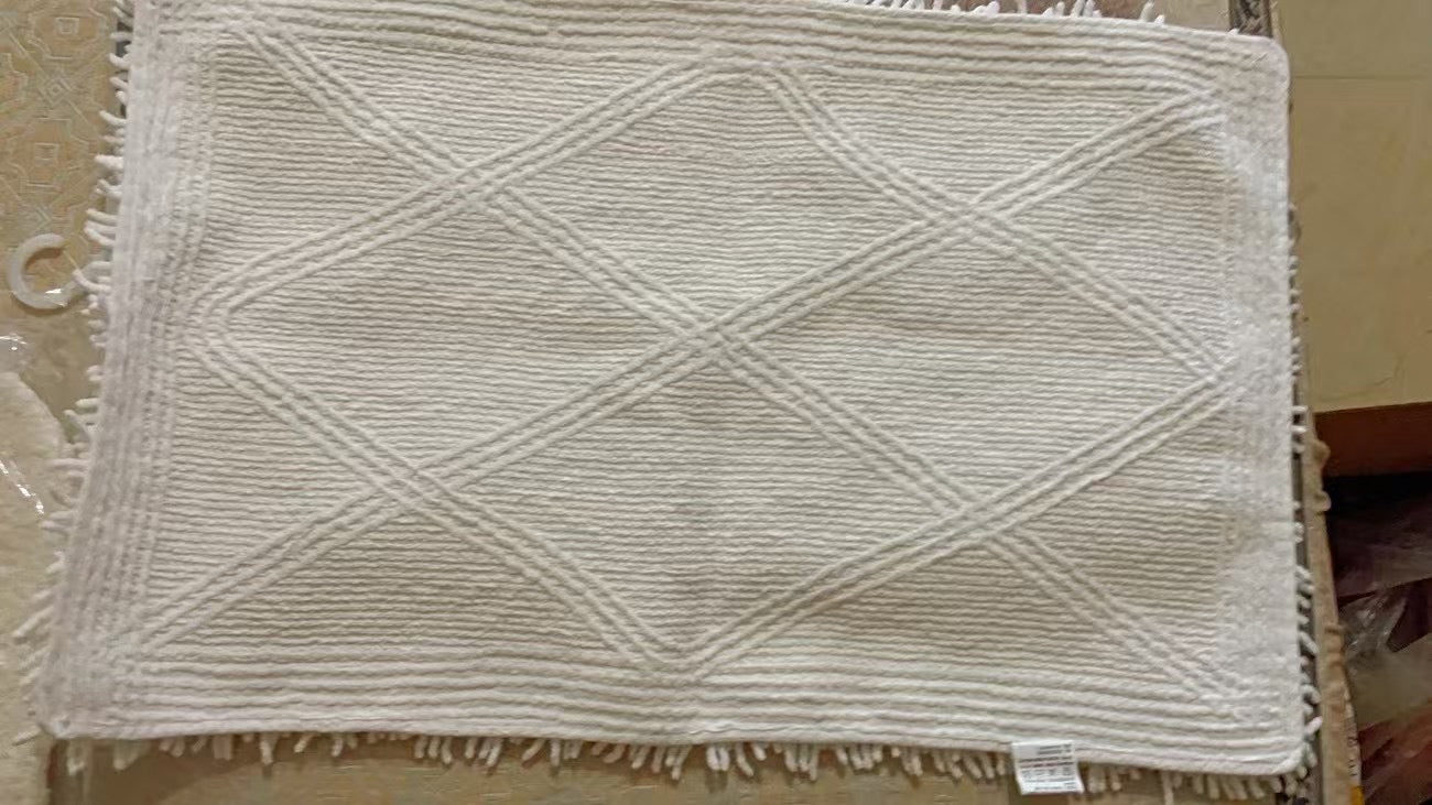 北欧明黄纯棉雪尼尔吸有吸水地垫