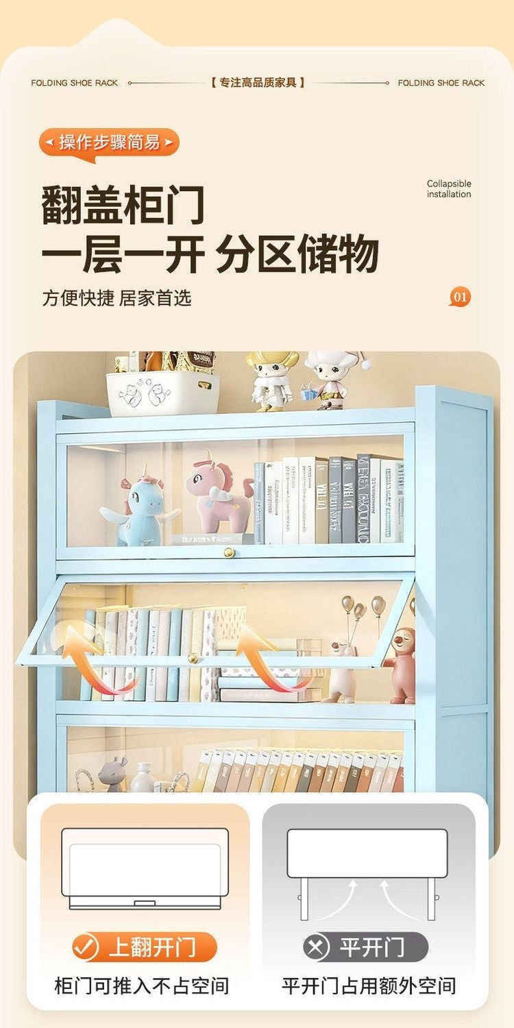 （九月）1.83m粉色多巴胺钢制玻璃收纳展示柜铁艺置物柜