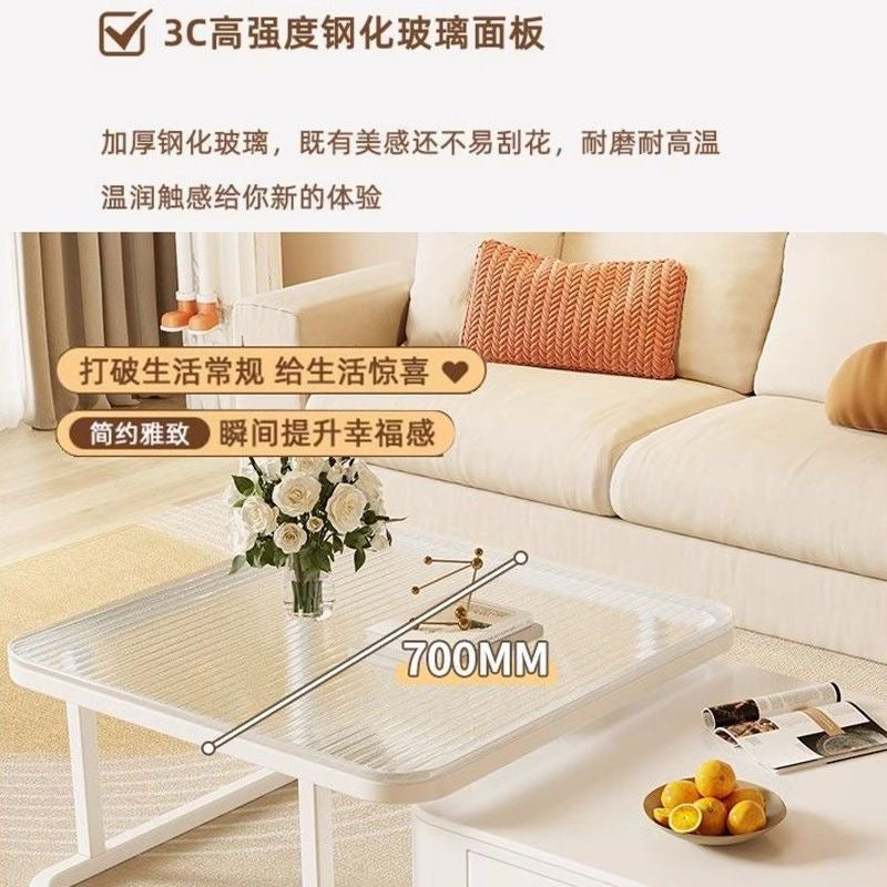 奶油方形岩板字母茶几coffee table