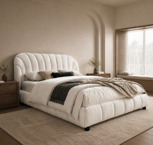 奶油风羊羔绒cloud-like look bed frame
