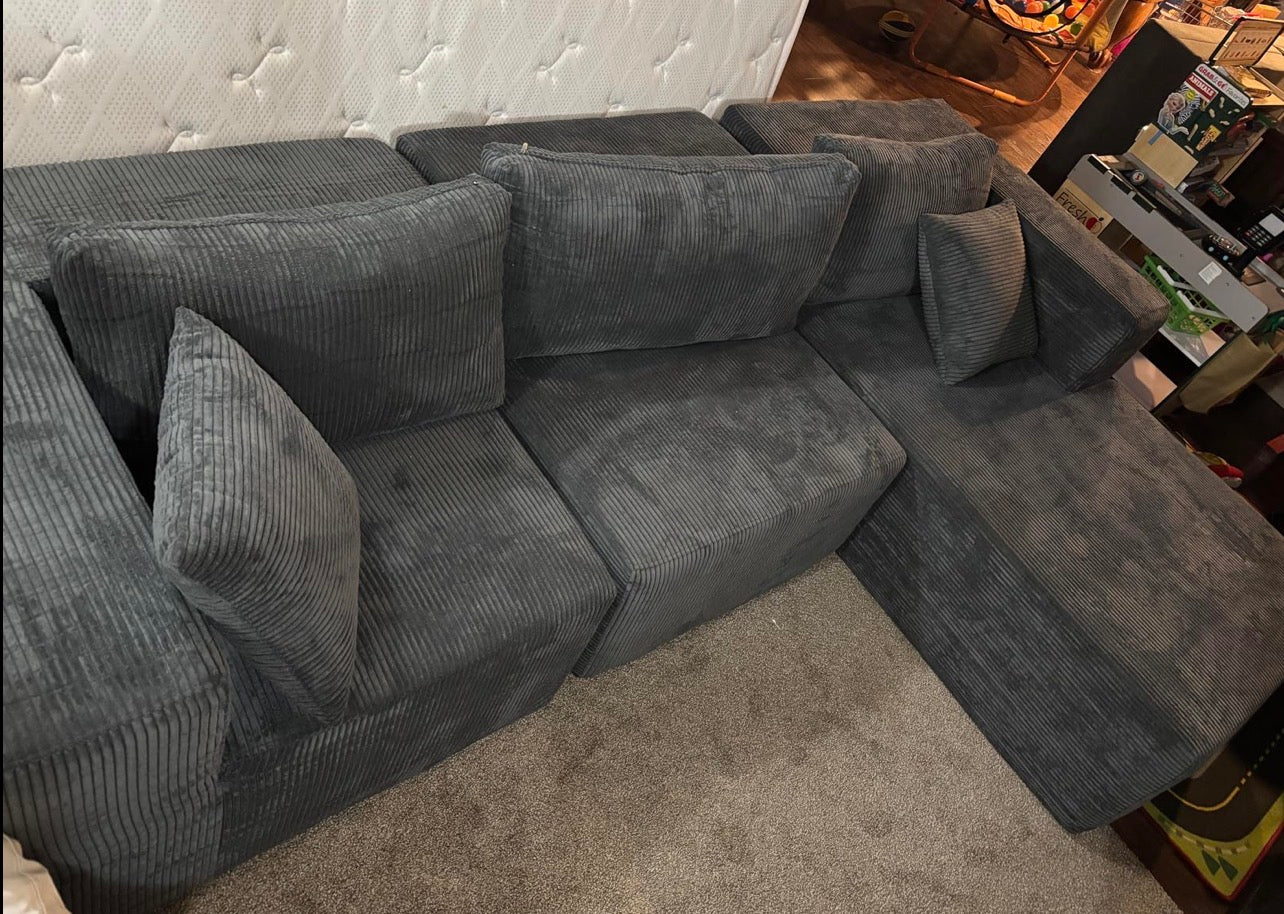 2.65m 超长黑色绒面沙发sofa