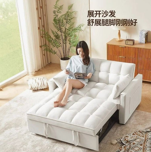 1.5m 小户型米白色折叠沙发床