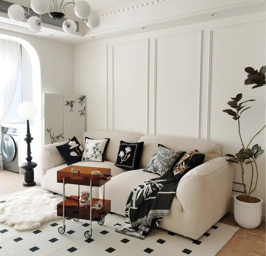 2.6m 雪尼尔可移动靠背花瓣沙发