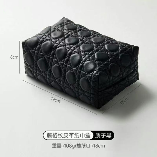 黑色轻奢皮革纸巾盒