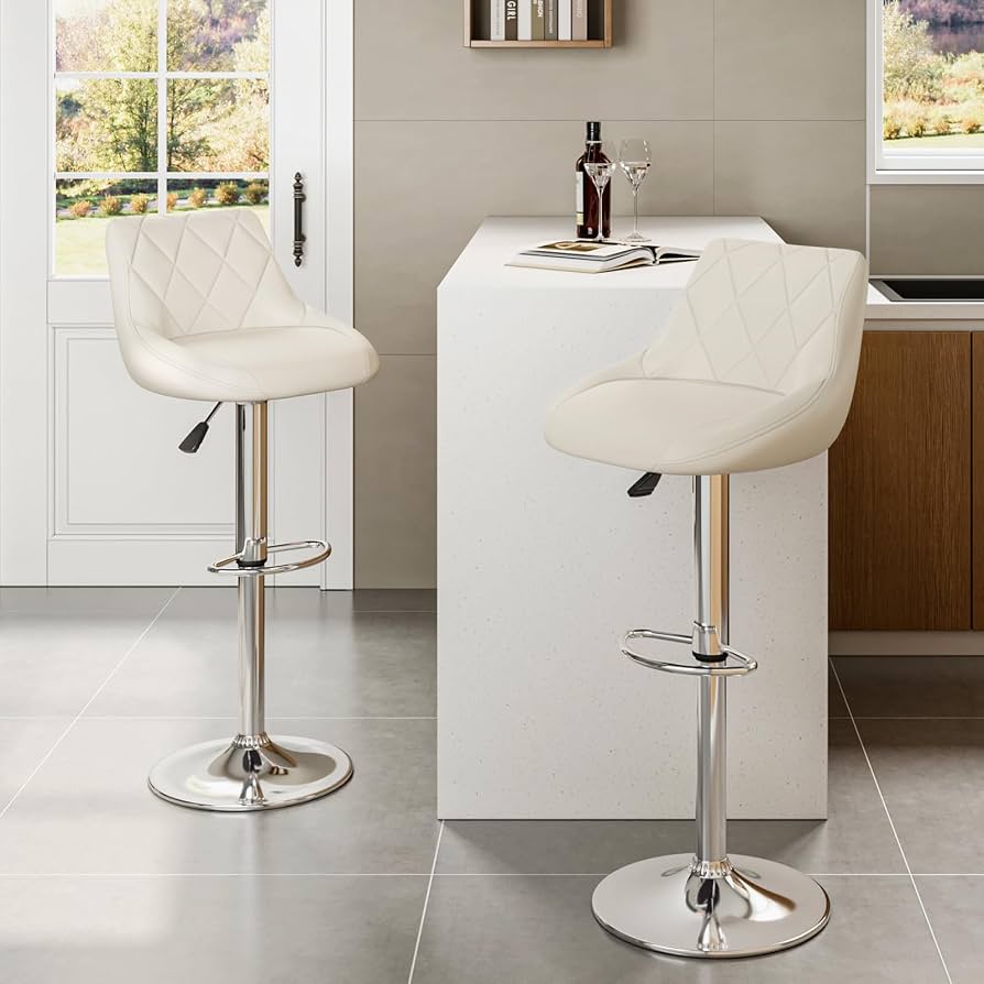 白色皮质吧台椅bar stool