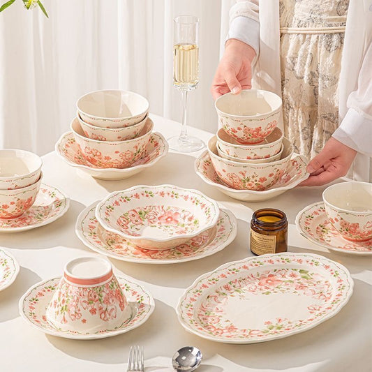 38pcs 田园小碎花碗碟套装