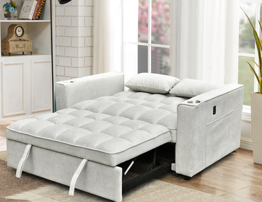 1.44m light grey sleeper sofabed