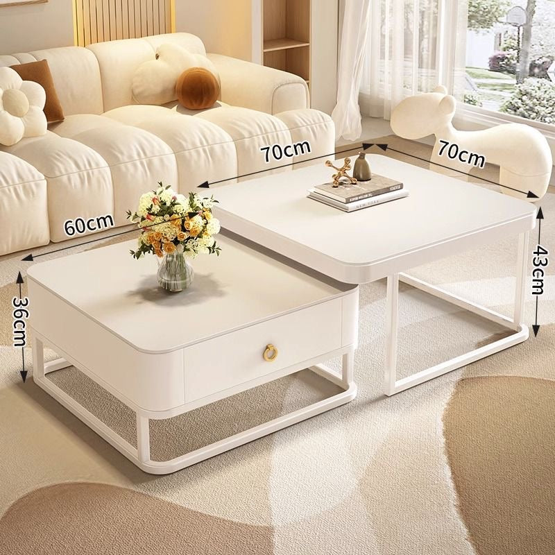 奶油方形岩板字母茶几coffee table
