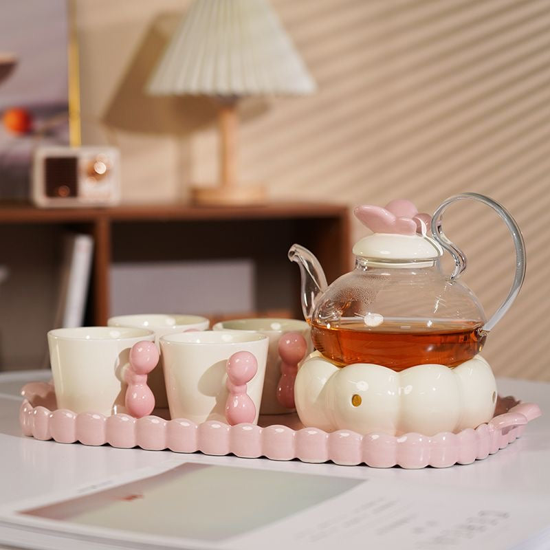陶瓷奶油花茶壶下午茶礼盒（送蜡烛）