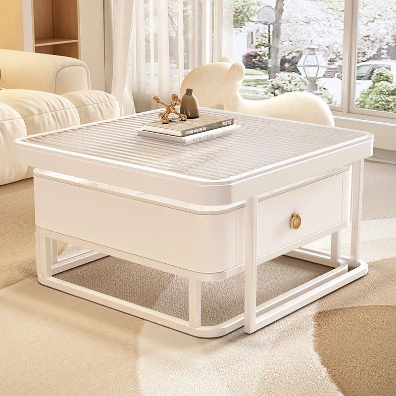 奶油方形岩板字母茶几coffee table