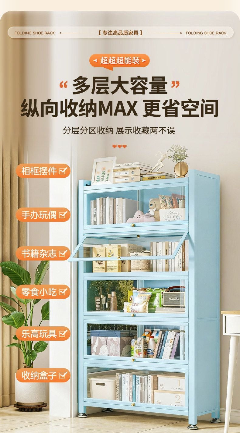 （九月）1.83m粉色多巴胺钢制玻璃收纳展示柜铁艺置物柜