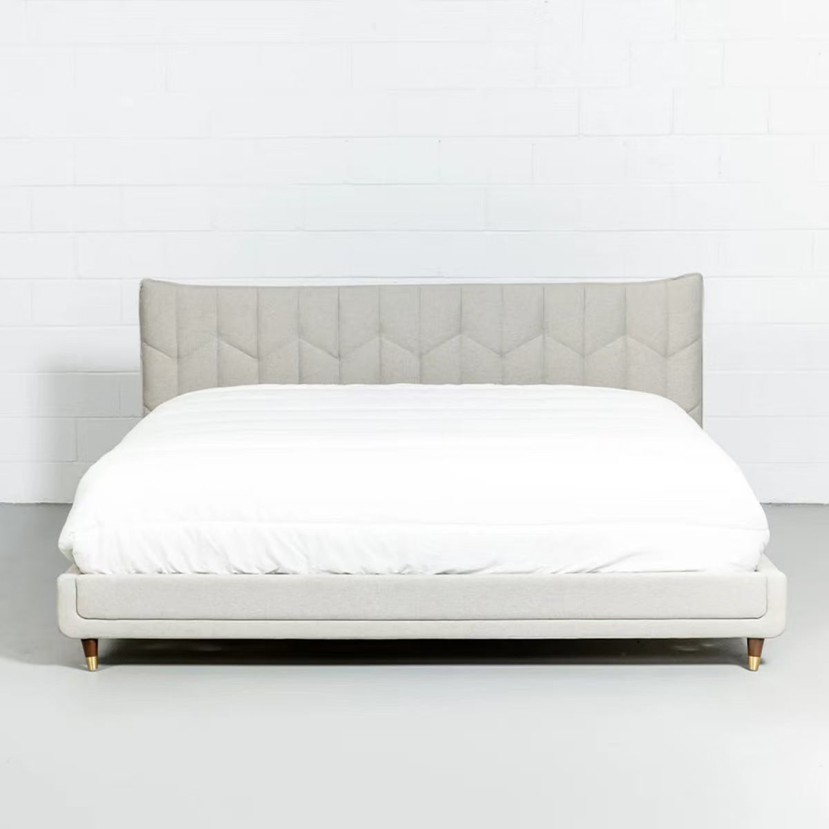 queen size 轻奢灰软包床架