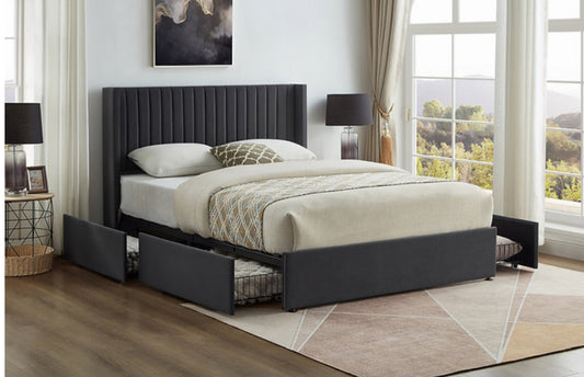 black fabric Storage Bed