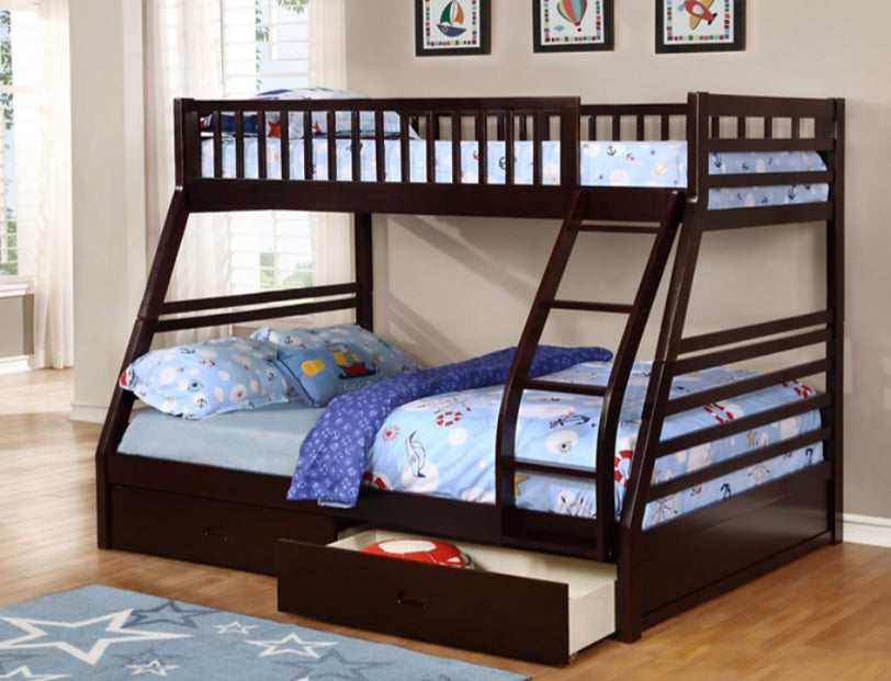 117W Single/Double Bunk Bed   
Includes 2 Storage Drawers