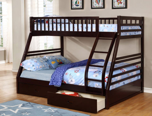 117W Single/Double Bunk Bed   
Includes 2 Storage Drawers