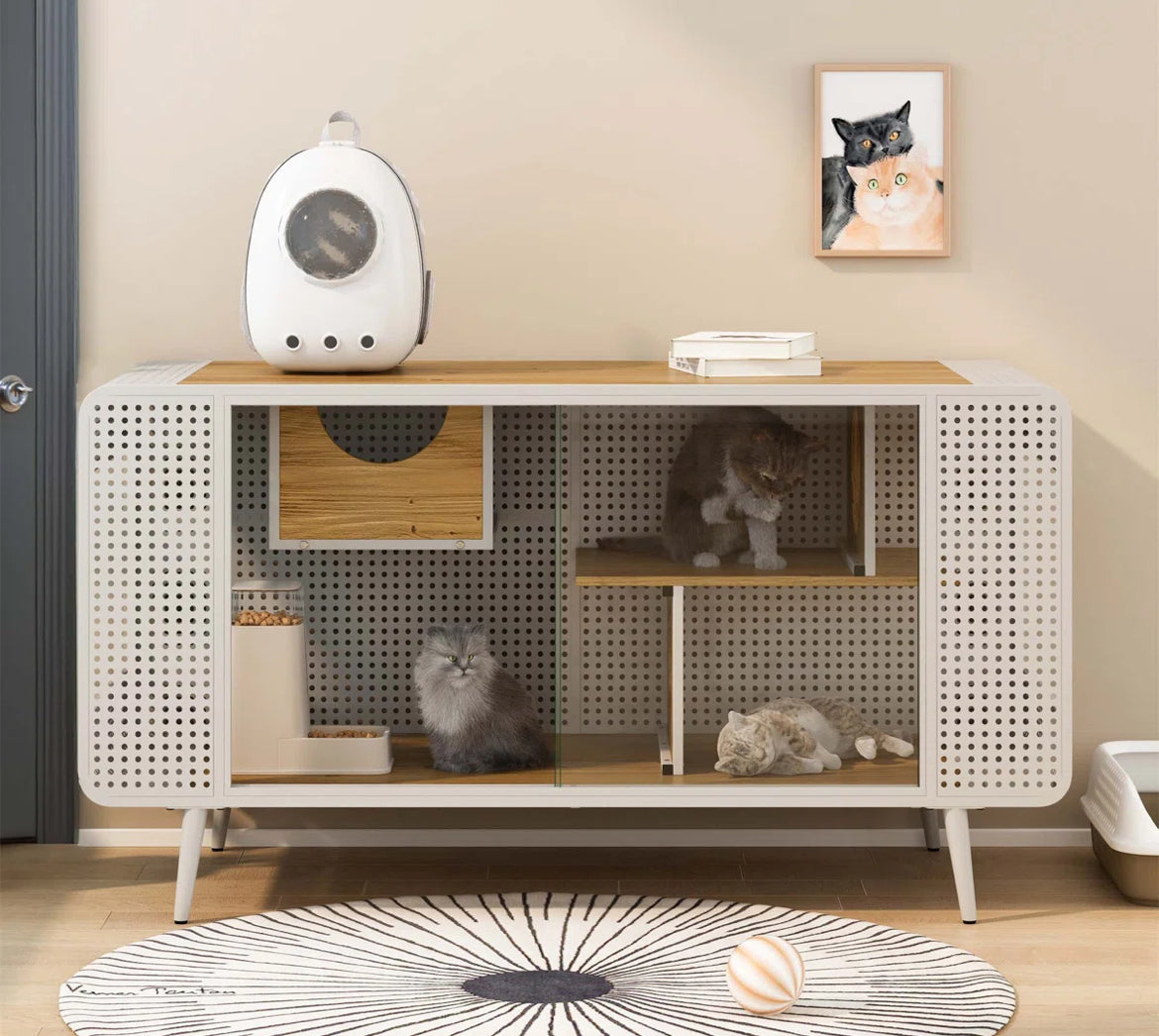 木制猫别墅Spacious and Stylish Cat House