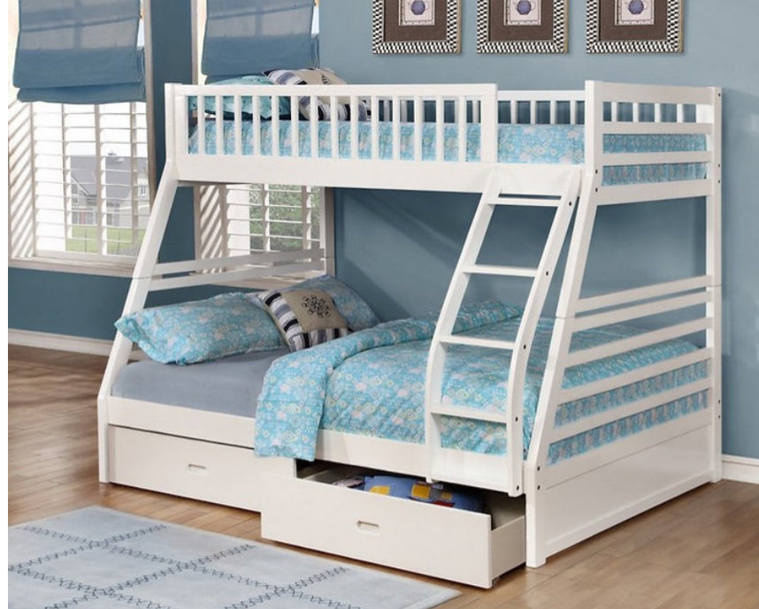 117W Single/Double Bunk Bed   
Includes 2 Storage Drawers
