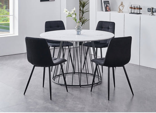 5ps White Marble Veneer Top with chairs