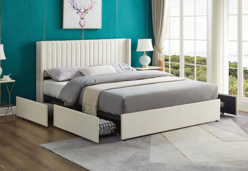 cream velvet storage bed frame