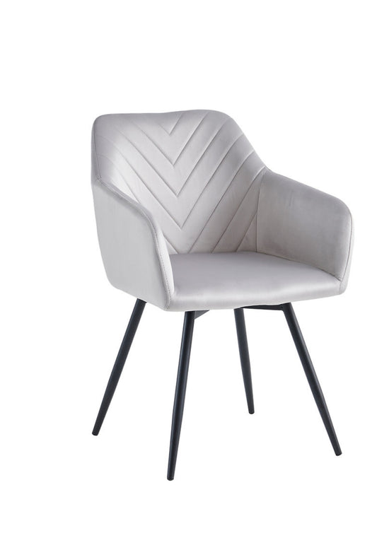 Upholstered in Soft Light Grey Velvet chair 灰天鹅绒椅