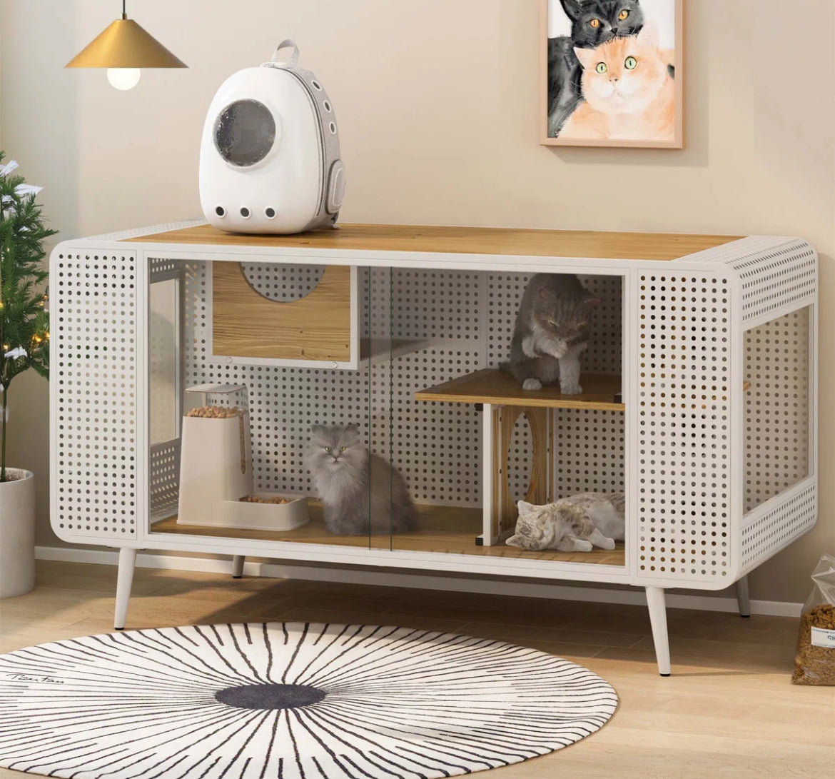 木制猫别墅Spacious and Stylish Cat House
