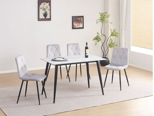 5ps dining table set岩板餐桌天鹅绒餐椅