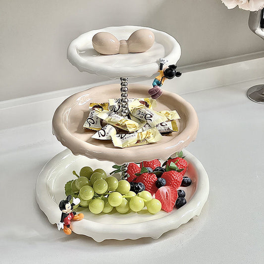 网红奶油三层水果点心收纳盘