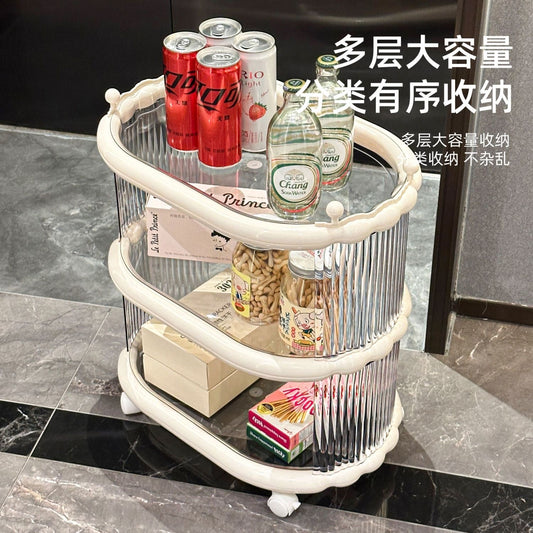 三层奶油收纳零食置物小推车