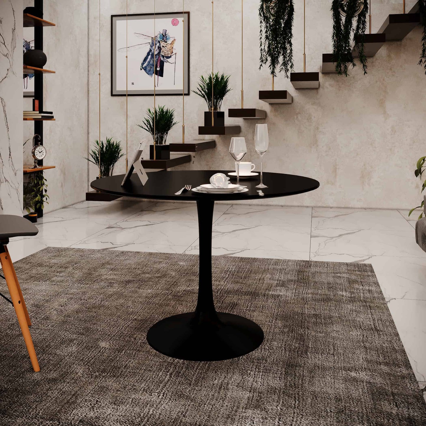 40 Inch Tulip Mid Century Modern Dining Table - Black