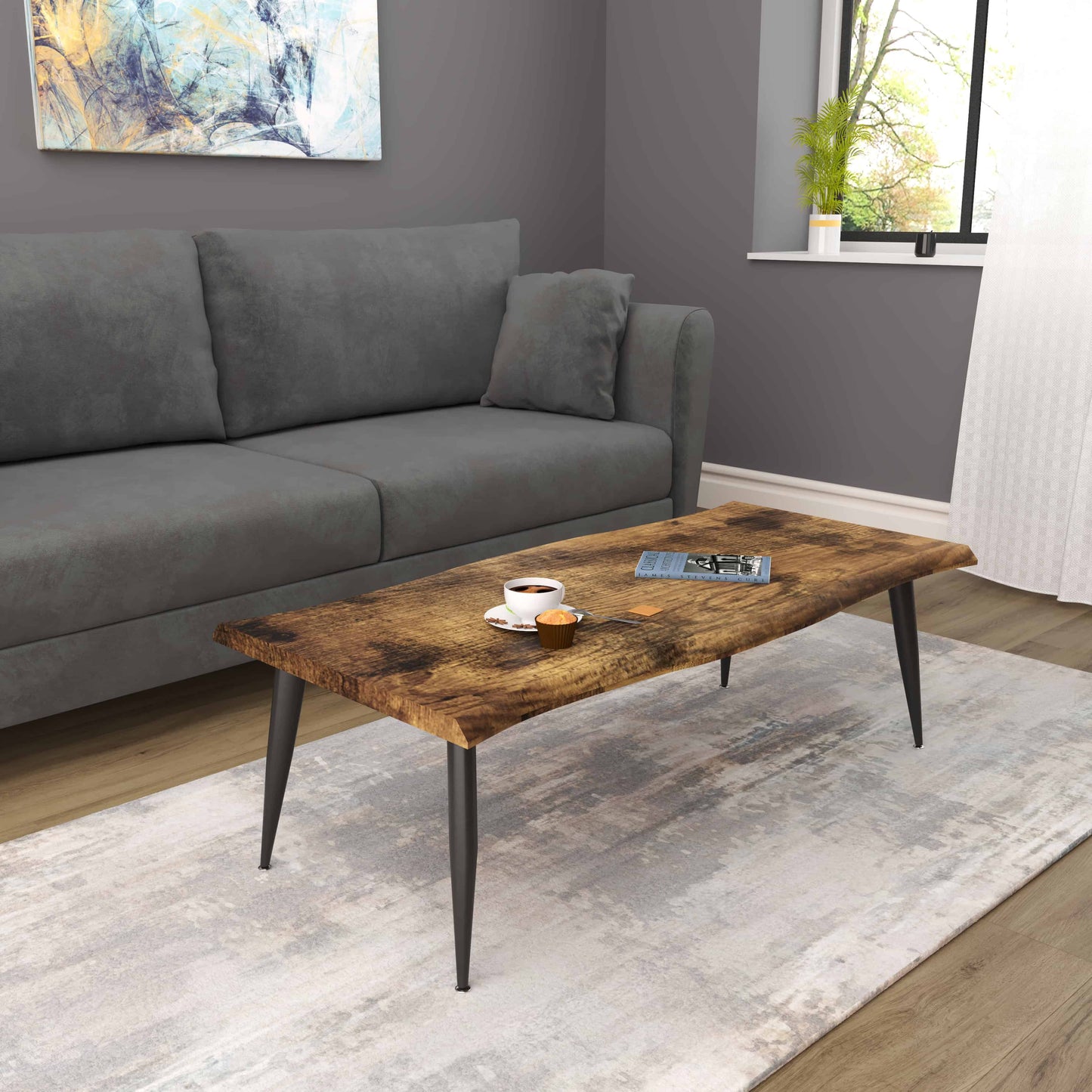 Lia Coffee Table MDF Top With Tapered Legs
