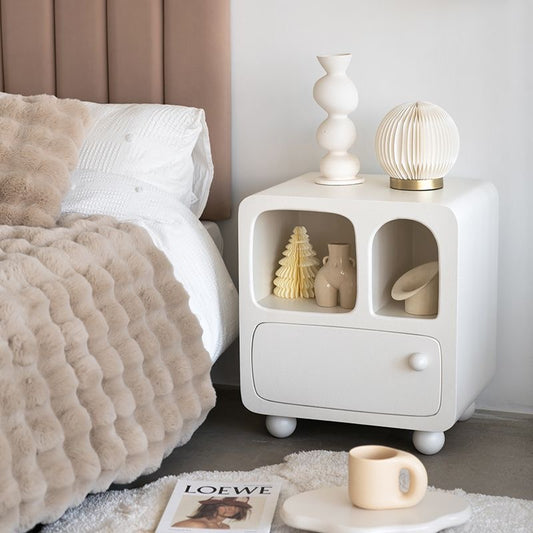 50cm奶油白洞穴床头柜